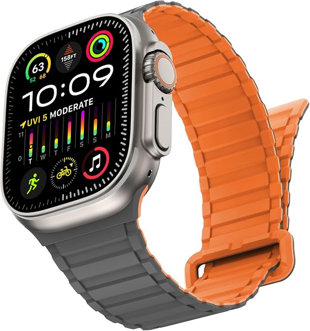 NewWays Magnetic Band for Apple Watch Bands Ultra 3 49mm 46mm 45mm 44mm for Men, Sport Loop Silicone Strap Magnet Link Wristband for iWatch Series 11 10 9 8 7 6 5 4