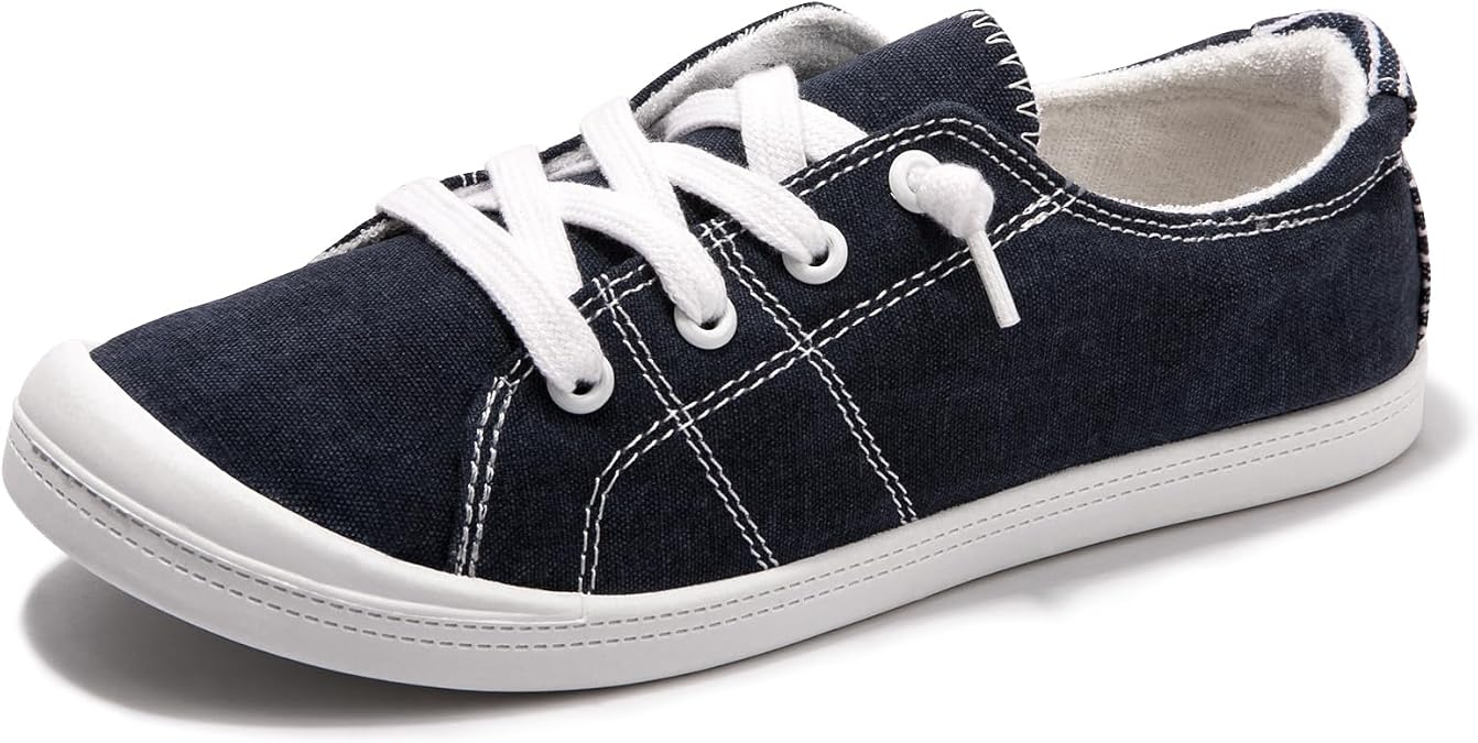 Womens Slip On Shoes, Canvas Low Top Sneakers, Casual Classic Flat Shoes