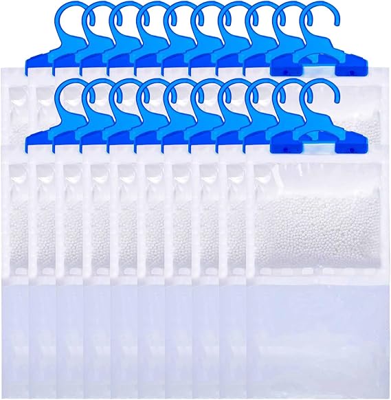Wardrobe Dehumidifier Hanging Bags - Disposable Moisture Absorber, Damp Absorber, Dehumidifier Bags (20)