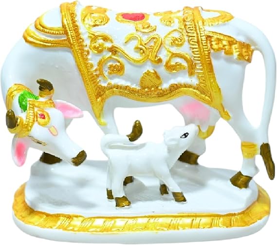 5 Inch Multi-Color Kamadhenu Idol for Home Decor Statue Figurine Murti Showpiece K4784