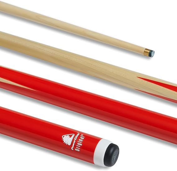 PowerGlide Snooker Pool or Billiard Cue Stick | Original 1 or 2-Piece 50/50 | Poplar Shaft with Painted Butt | 10mm Tip | Available in Junior Lengths 36" 42" 48" 52" or Adult 57" | Black, Blue or Red