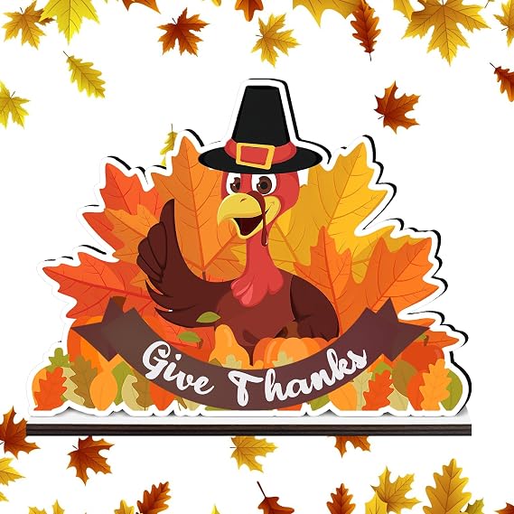 Thanksgiving Decorations for Table, Wooden Welcome Sign for Thanksgiving Decoration, Turkey Autumn Sign for Harvest Home Farmhouse Fireplace Indoor Thanksgiving Party Wreaths