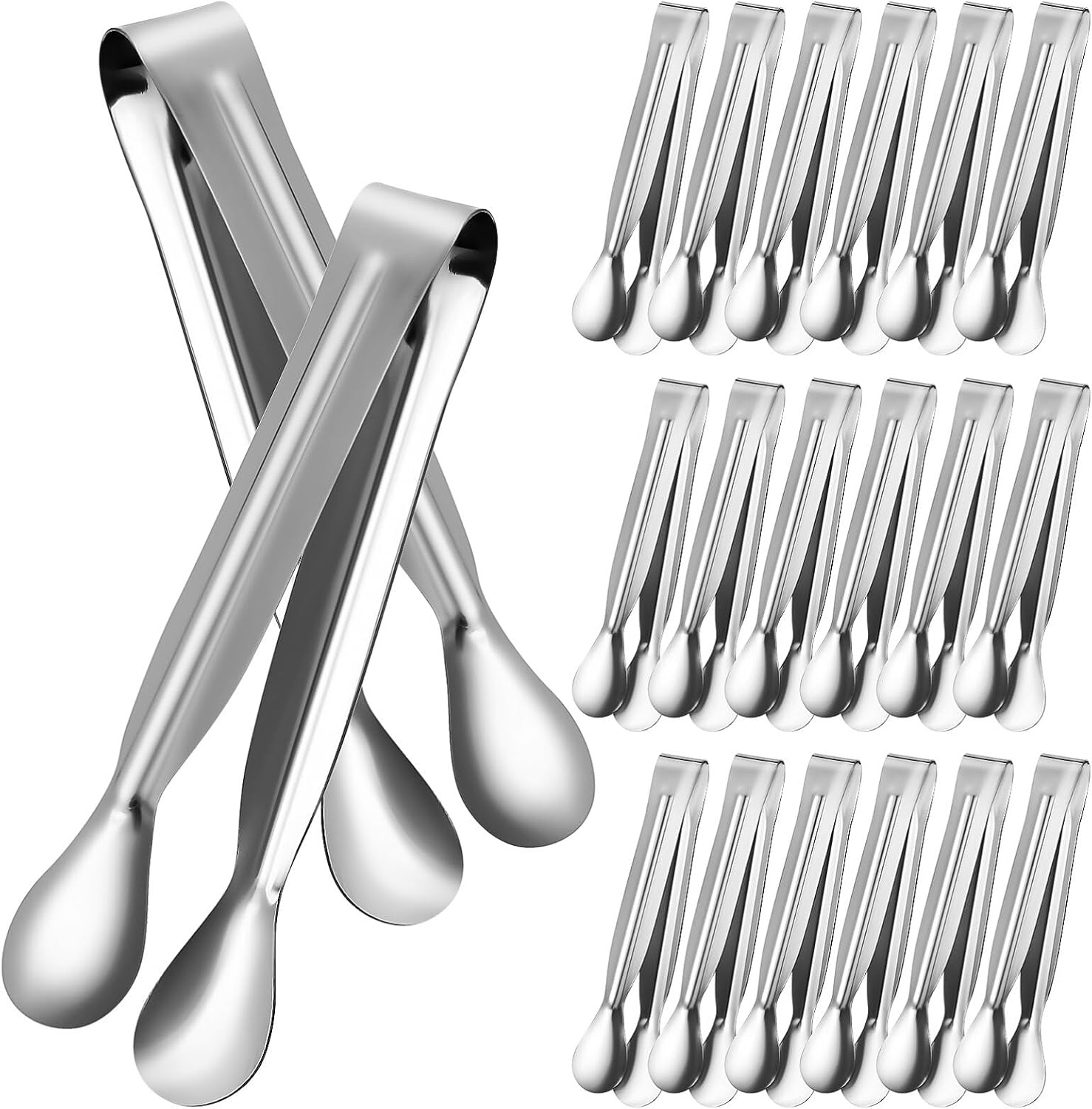 Zerodeko 18 PCS Small Serving Tongs, Stainless Steel Ice Tongs, Mini Stainless Steel Appetizer Tongs, Ice Tongs, Sugar Tongs, Kitchen Tiny Tongs for Appetizers