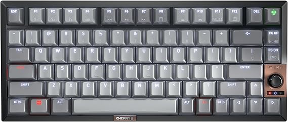 Cherry KW 300 MX, Wireless Mechanical Hot-Swap Keyboard, Multi Device, Rotary Knob, White Illumination, Windows & Mac Layout, MX2A Brown Switches, Black