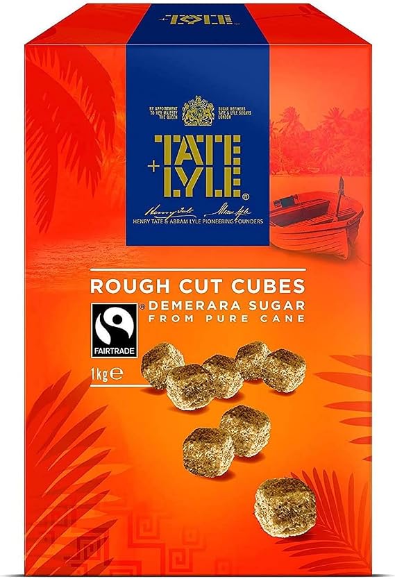 Tate & Lyle Demerara Rough Cut Sugar Cubes - 1 kg | Demerara Rough Cut Sugar Cubes, Rough-Cut Crystals, For Hot Drinks, Pure Cane Sugar