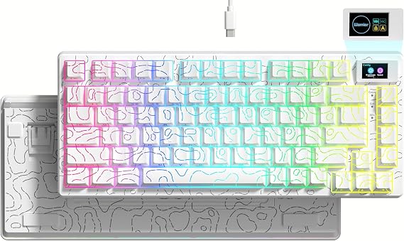 Womier SK80 75% Keyboard with Color Media Display Mechanical Survey Gaming Keyboard Hot Swappable Joint Mount Lubricated POM Switch for Mac/Win White