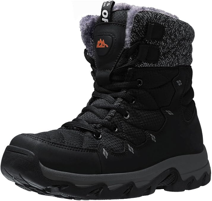 Men's Winter Snow Boots Water Resistant Non Slip Warm Outdoor Lightweight Comfortable Durable 7.1 IN Height Hiking Shoes