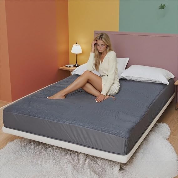 Electric Mattress Pad Twin Size 39"x75", Gray | Home Use, Premium Brushed Fabric, 4 Heat Settings & 10 Hours Auto Off, Overheat Protection, Deep Pocket, Machine Washable