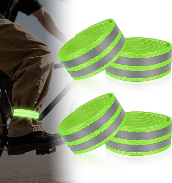 4PCS Reflective Armbands Reflective Strips,High Visibility Safety Reflective Running Gear,Reflective Wristbands for Jogging Running Walking Cycling Outdoor for Adults Children