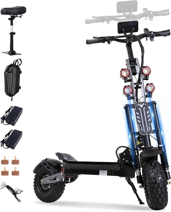 7000W Motor 60V Electric Scooter Up to 55MPH 33Ah Battery 65+ Mile Range