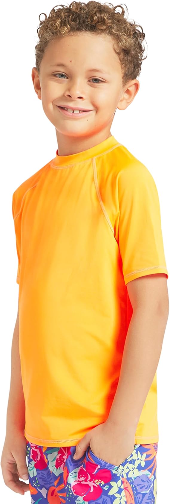 Lands' End Boys' Swim UPF 50 Plus Short Sleeve Sun Tee Rash Guard Shirt