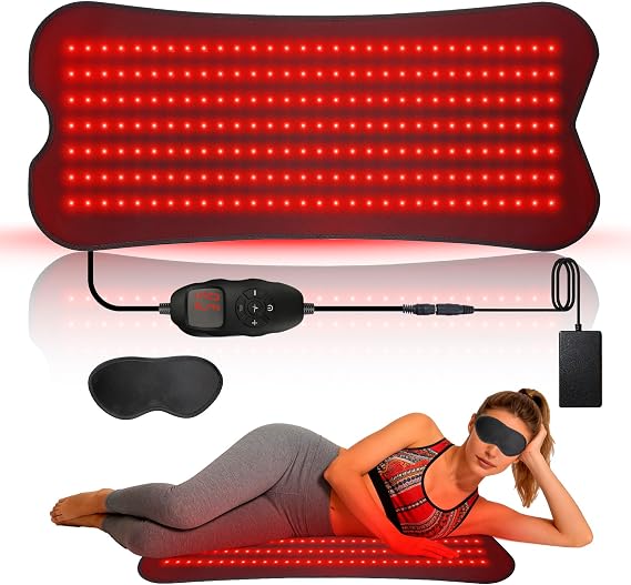 Red Light Mat,31.5" x 14" Large Body Pad, 210 LEDs with 660nm Red & 850nm Near Infrared Light, Adjustable Brightness & Timer, for Legs Back Waist Shoulders Neck