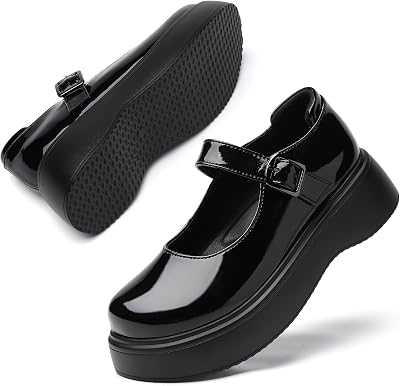 Mary Jane Shoes Women Chunky Mary Janes for Women Ladies Platform Flats Comfortable Low Heels Dressy Pumps Casual Work Shoes