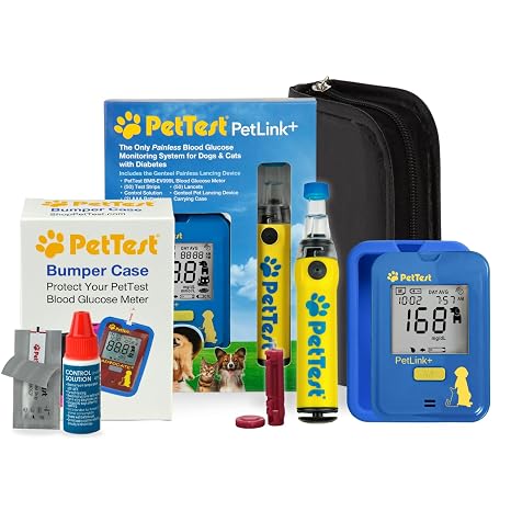 PetTest PetLink+ Genteel Glucose Kit and Blue Bumper Case