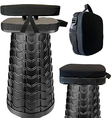 Portable Collapsible Stool Set - Heavy Duty Square Collapsible Stool  Thick Seat Cushion - 550lbs Load Capacity for Camping Picnic Gardening Travel BlackBlack