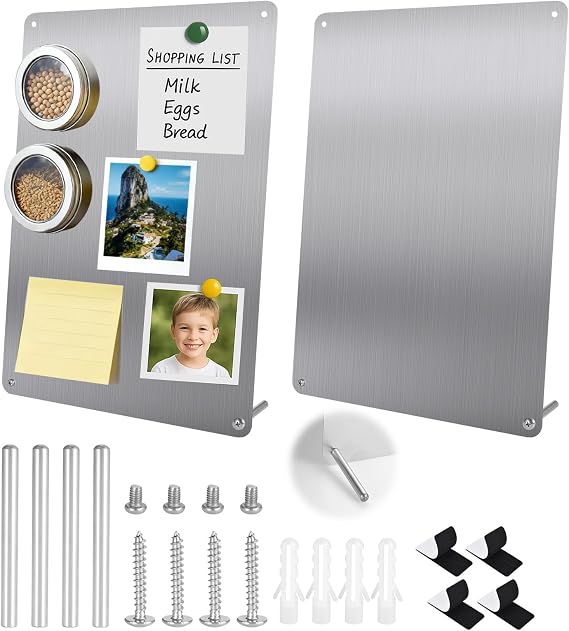 2Pack Magnetic Boards 12.6" x 8.6" Magnet Bulletin Board Magnet Display Suitable for Wall Cubicle Pre-Drilled with Screws