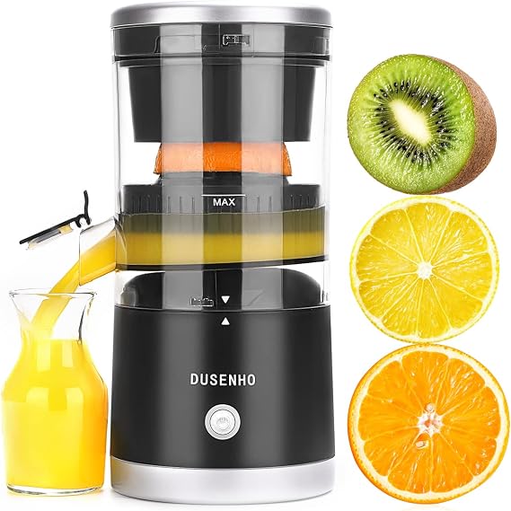 DUSENHO,Electric Juicer Rechargeable - Citrus Juicer Machines with USB and Cleaning Brush Portable Juicer for Orange, Lemon, Grapefruit
