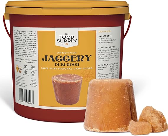 Jaggery, Goor (Cane Sugar) 10kg - Natural Sweetner, Sugar Alternative - Great Natural Replacement for White Sugar - Unrefiened