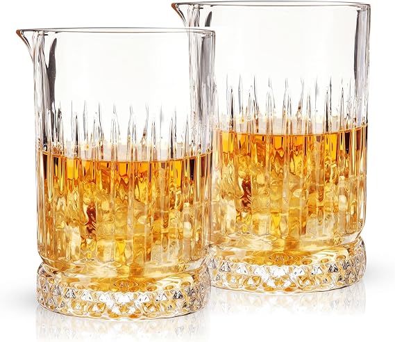 2 Pack Large Cocktail Mixing Glass, 25.6oz Seamless Crystal Bar Mixing Glasses with Weighted Thick Bottom, Old Fashioned Mixing Glass Bartender - Bar Tools for Martinis, Manhattans