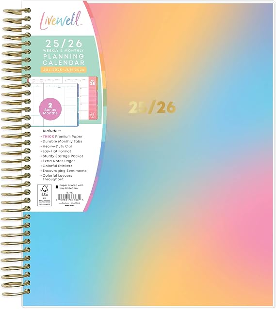 Blue Sky LiveWell 2025-2026 Weekly & Monthly Academic Planner, 7"x9", Beck