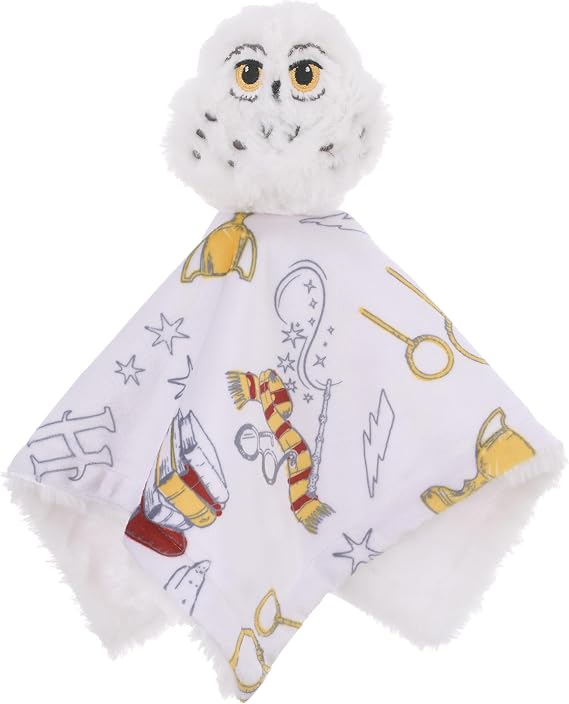 Harry Potter Hedwig Owl White, Gold & Red Super Soft Baby Security Blanket by NoJo