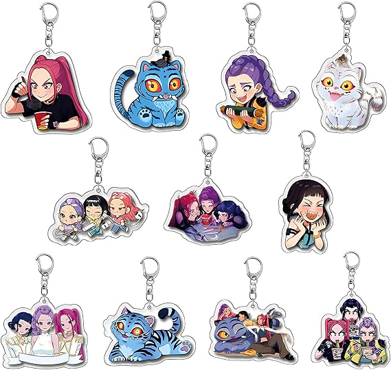 11Pcs K-POP Keychains, H-Hunters Double-Sided Anime Keyring, Acrylic Character Keychain for Kids Adults Collectors