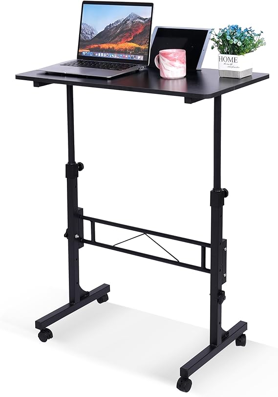 KLSMYHOKI Standing Desk Adjustable Height, Mobile Stand Up Desk with Wheels