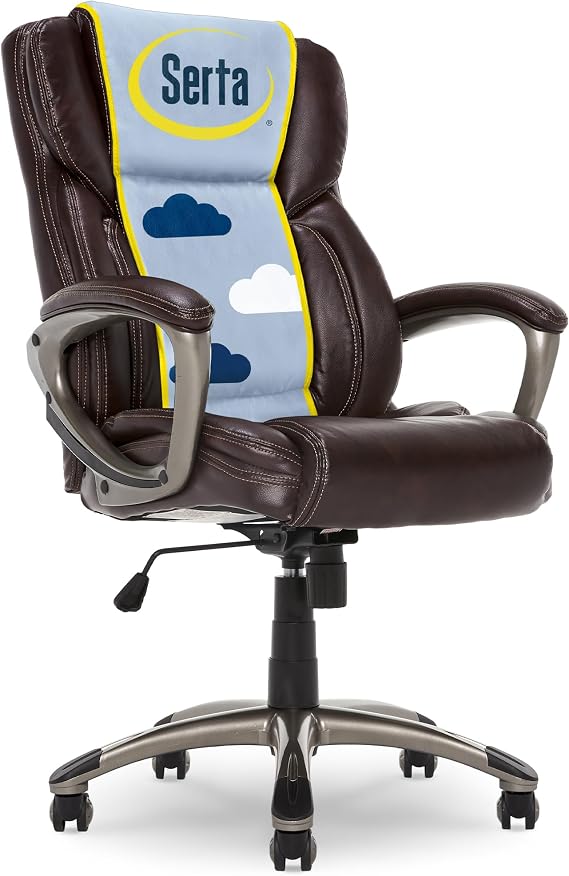 Serta Ergonomic Executive Office Chair with Lumbar Support, Leather Chair