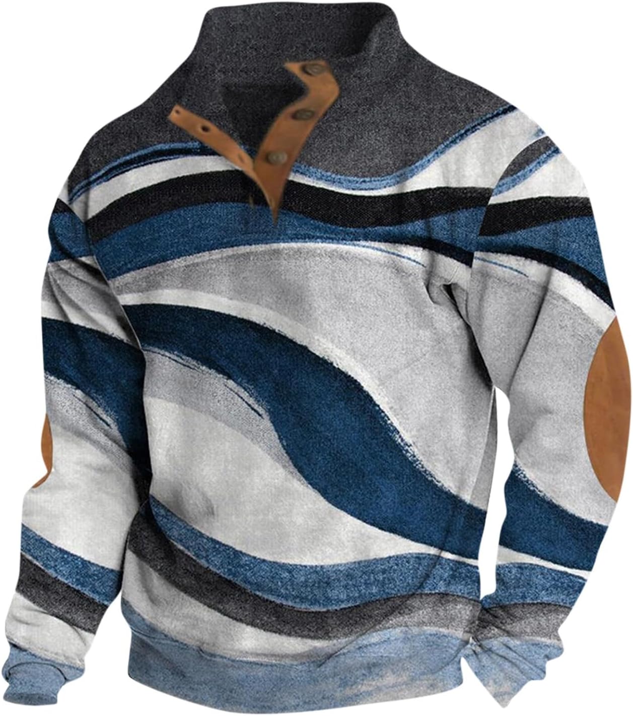Fall Winter Crewneck Sweatshirt Button Up Henley Shirts for Men Long Sleeve Casual Pullovers Sweaters Tops