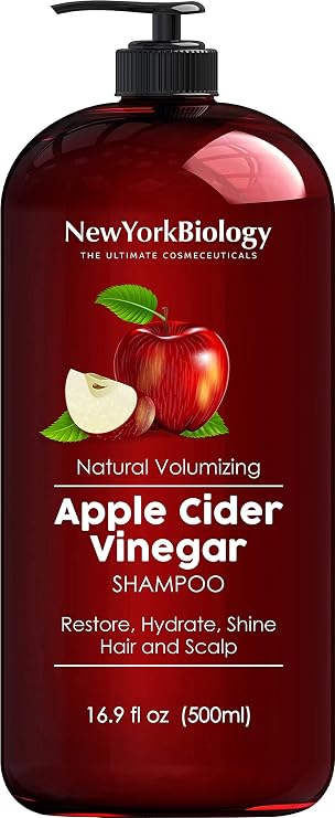 New York Biology Apple Cider Vinegar Shampoo - 16.9 Fl Oz | Helps Boost Shine, Enhances Gloss and Hydration for Dry Scalp, Nourishing and Clarifying Care