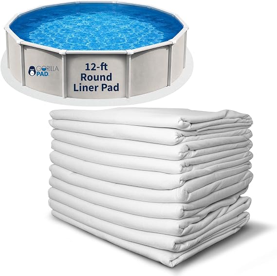 Blue Wave 12-Feet Round Liner Pad for Above Ground Pools ,Gray | White felt underlayment, pre-sized serged edge for exact fit, guards vinyl from rocks, roots & debris, grass to concrete