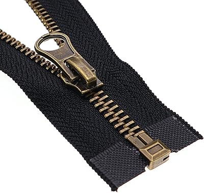 Leekayer 2pcs #5 24 Inch Metal Zippers for Jackets Sewing Coats Crafts Antique Brass Separating Zipper 60CM Metal Zipper Heavy Duty 24 Antique Brass