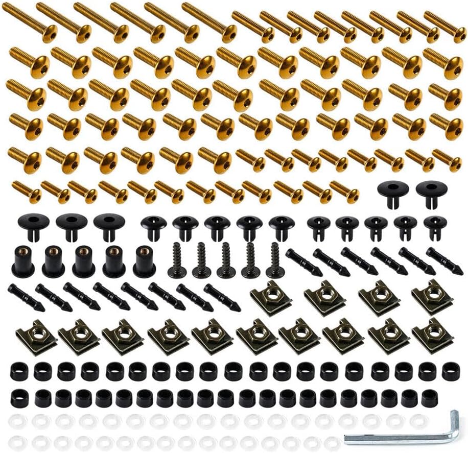 Motorcycle Fairing Complete Bolts Kit Stainless Steel Screws for Suzuki GSXR600 GSXR750 2006 2007 K6 06 07 GSXR 600 GSXR 750 Aluminum Fasteners Hardware Clips Titanium Gold