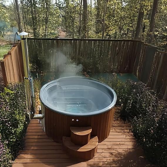 Model S4N Wood-Fired Hot Tub Soak-Series Home Wood-Burning Hot Tub, Natural, Up to 6 Persons