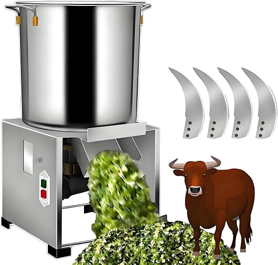 Multifunctional Food Processor, Commercial Electric Vegetable Chopper, Large-Diameter Feed Inlet,120kg/H 3500rpm Stainless Steel Shredder Grater, For Animal Feed for Vegetables Grains