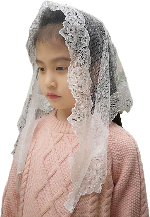 FANFAN Triangle Girls Lace Mantilla Veil First Communion Veils