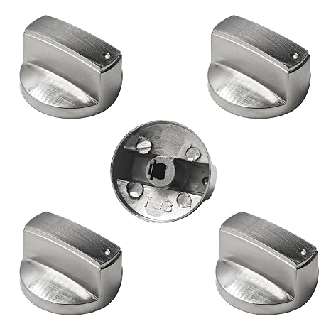 5Pcs 6mm Gas Stove Knob Replacement, Heavy-Duty Metal Cooktop Burner Control Knobs, Compatible with Most Gas Ranges and Ovens, Surface Burner Dial for Kitchen Appliance Repair