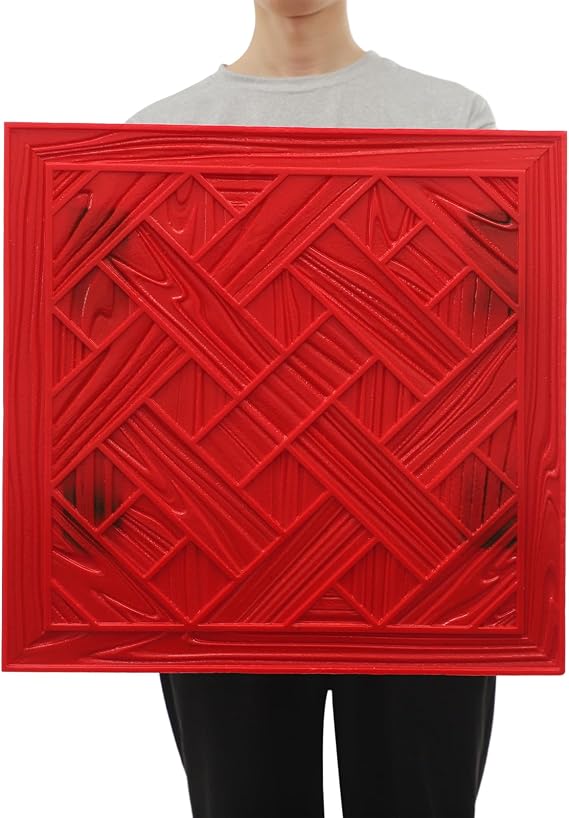 Woven Pattern Concrete Stamp Mat 16.3x16.3 Inch Heavy Duty PU Texture Mat for Floors and Walls, DIY Decorative Stamping Tool with Grip Straps