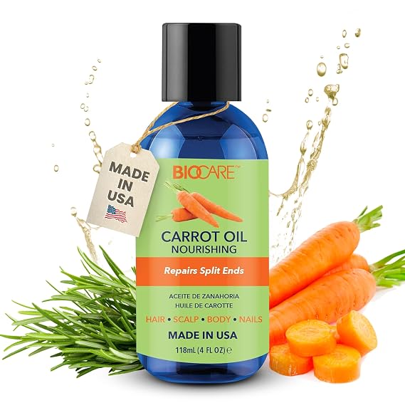 Biocare Carrot Oil Nourishing Hair Oil for Split Ends, Scalp Management and Moisture Repair - 4 oz