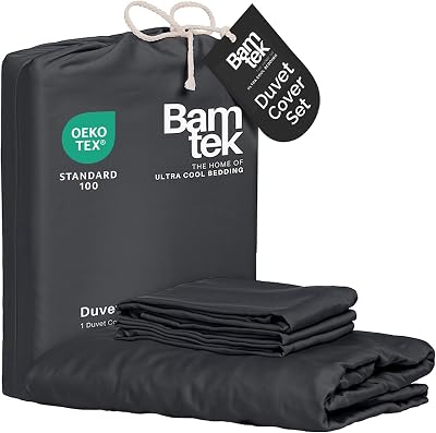 Duvet Cover Set - 100% Viscose Derived from Bamboo Duvet Cover King Size, 3 PC Luxury Cooling Duvet Cover for Hot Sleepers, Buttery Soft Comforter Cover & 2 PC King Pillowcases, Charcoal