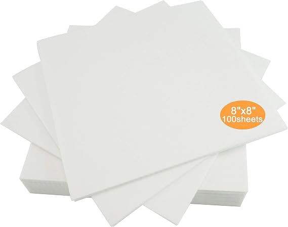 New brothread Cut Away Machine Embroidery Stabilizer Backing 8"x8" (20cmx20cm) - 100 Precut Sheets - Medium Weight 70gm (2.5oz) - Fits Max Embroidery Area 15cmx15cm