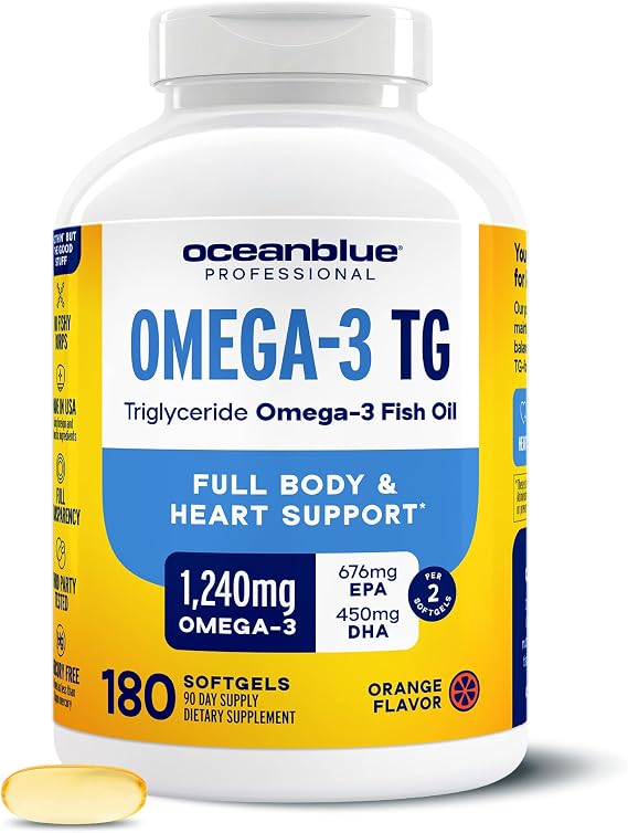 Oceanblue Professional Omega-3 rTG Fish Oil - 180 Softgels (90 Servings)