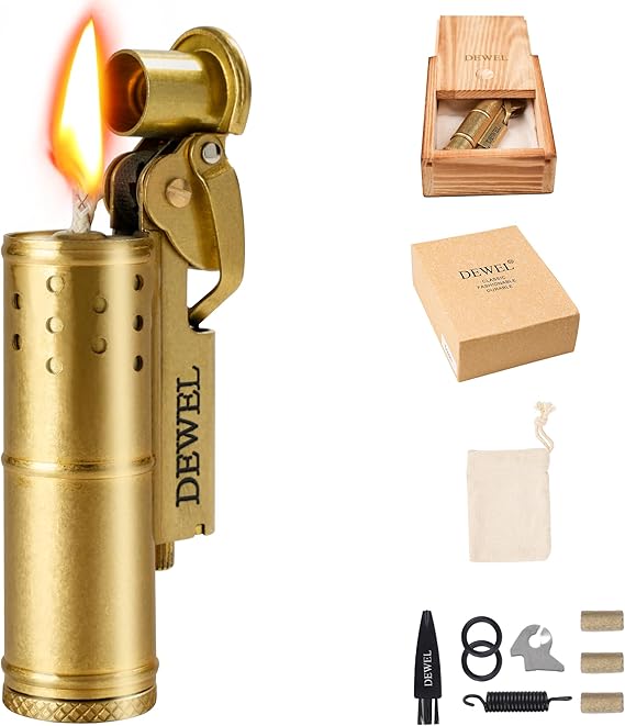 Vintage Copper & Brass Wheel Lighter - Reusable, Windproof, Cool Pressure- Unique Birthday Gift