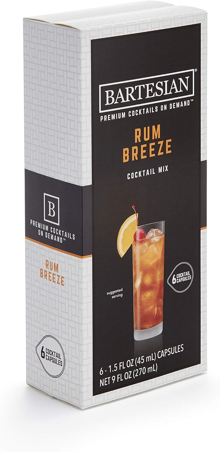 bartesian rum breeze cocktail mixer capsules pack of 6 cocktail capsules for bartesian premium cocktail maker 55354