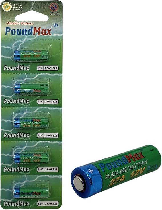Poundmax 5 adet 27A, L828, özel alkali pil, 12 V, A27, V27A, LR27A, MN27, GP27A, V27GA saatler, uzaktan kumandalar, hesap makinesi, kompakt, uzun ömürlü ve yüksek performans