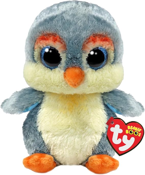 TY Beanie Boos T37322 Fisher the Bird with Glittery Blue Eyes, the Plush with Big Sparkly Eyes - 15 cm