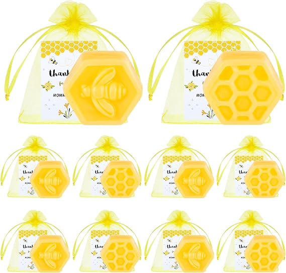 Lounsweer 48 Set Bee Themed Baby Shower Favors Honeycomb Soap Gifts for Guests Mommy to Bee Gift with Thank You Card Bags Honeycomb Soaps Party Favor Return Gift for Gender Reveal Baby Shower Wedding