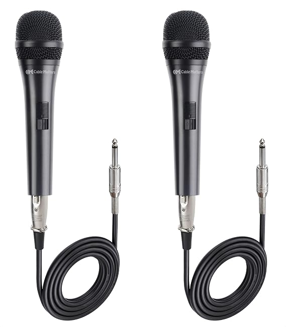 Cable Matters 2-Pack Cardioid Dynamic Vocal Microphones with 15ft Cable