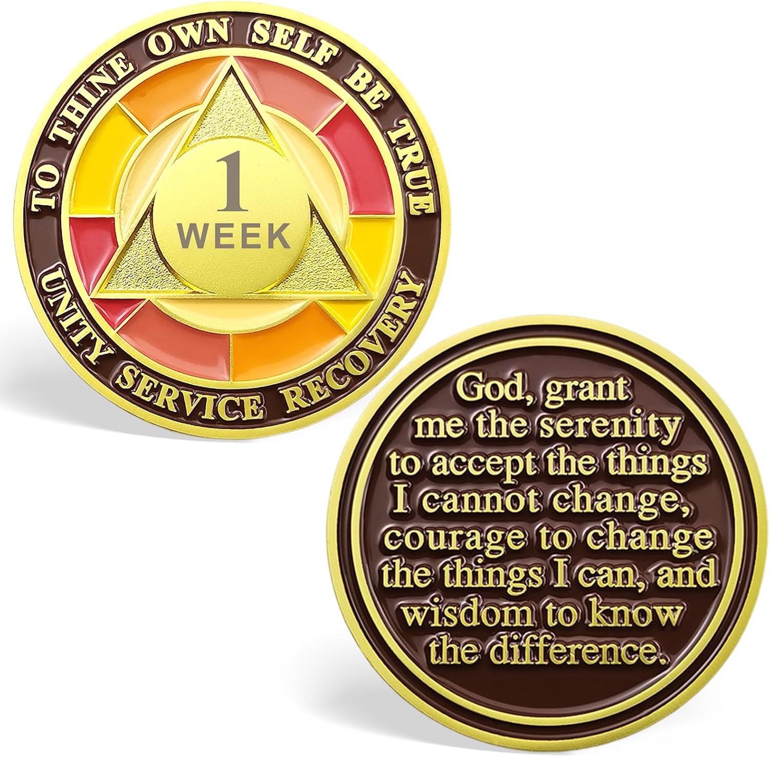 1 Week Sobriety Chips, Tri-Plate 7 Days AA Medallion Sober Chip - One Week Sobriety Coins Recovery Chips Sober Coins for Alcoholics Anonymous Recovery Sobriety Gifts for Men/Women