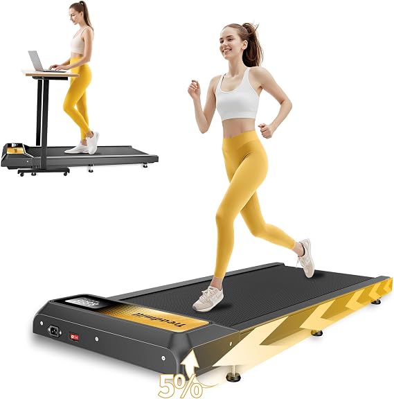 Compact Walking Treadmill 2.5HP Under Desk Treadmill for Office & Home, 265Lbs Capacity, APP & Remote Control, LED Monitor, No Installation Needed